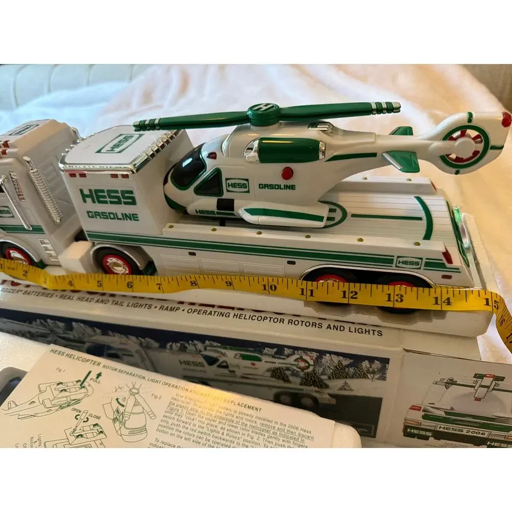 2006 Hess Toy Truck & Helicopter Gasoline Transport w/ Box Instructions